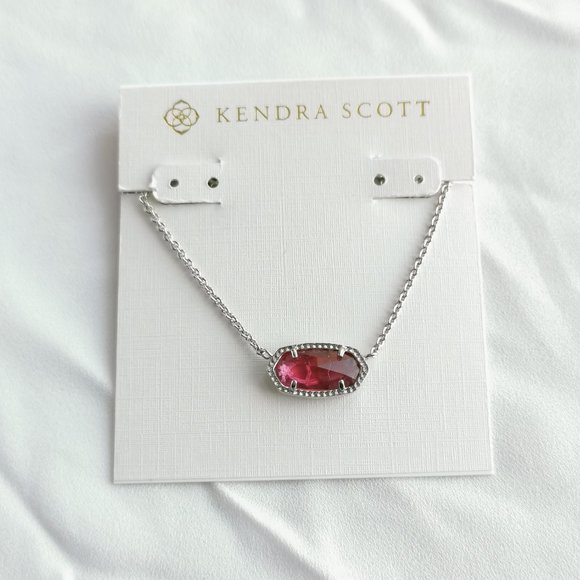 Kendra Scott Jewelry - Elisa Silver Berry red glass Pendant Necklace NEW